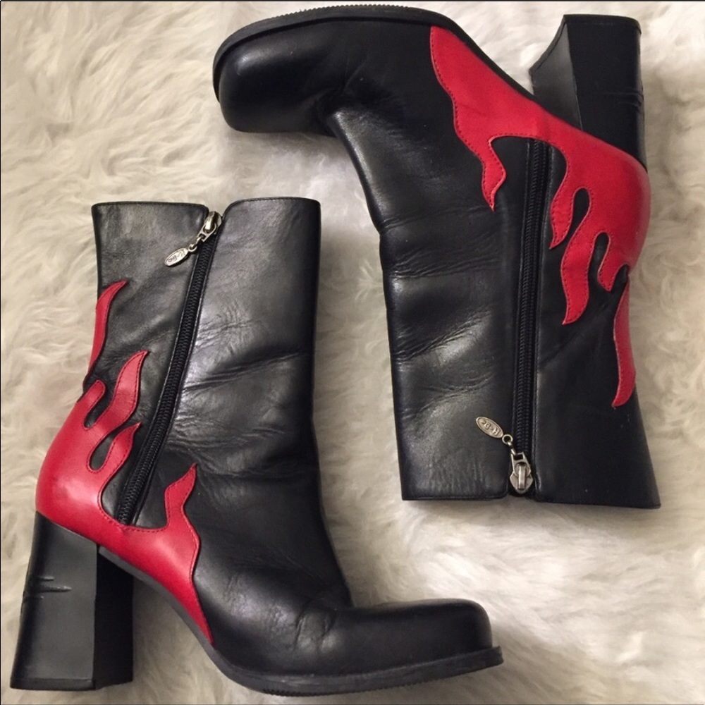Harley Davidson Red Flame Leather boots size 8